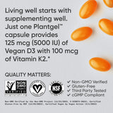 Close-up of Sports Research D3 + K2 Vegan Softgel