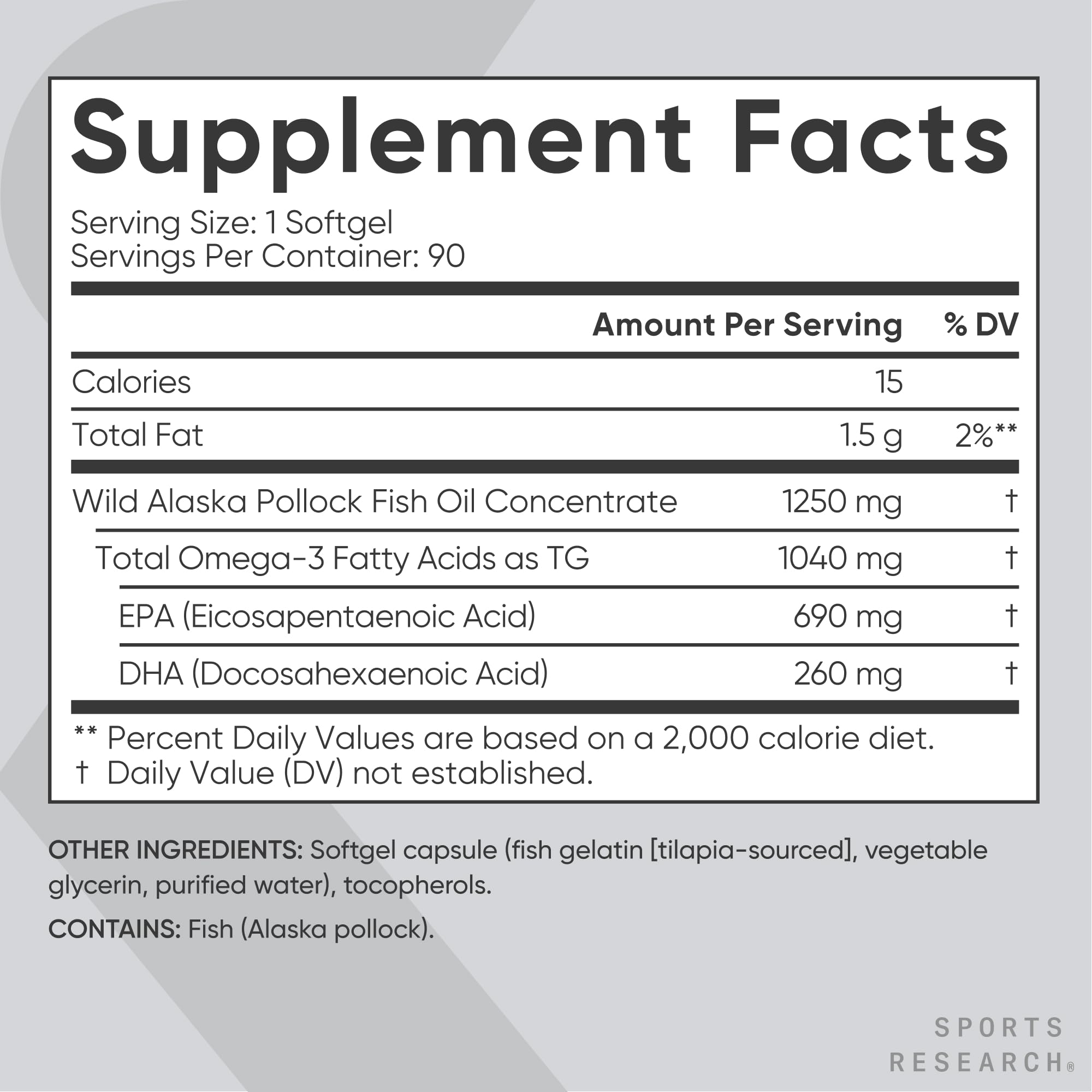 Close-up of Sports Research Omega-3 Fish Oil softgel