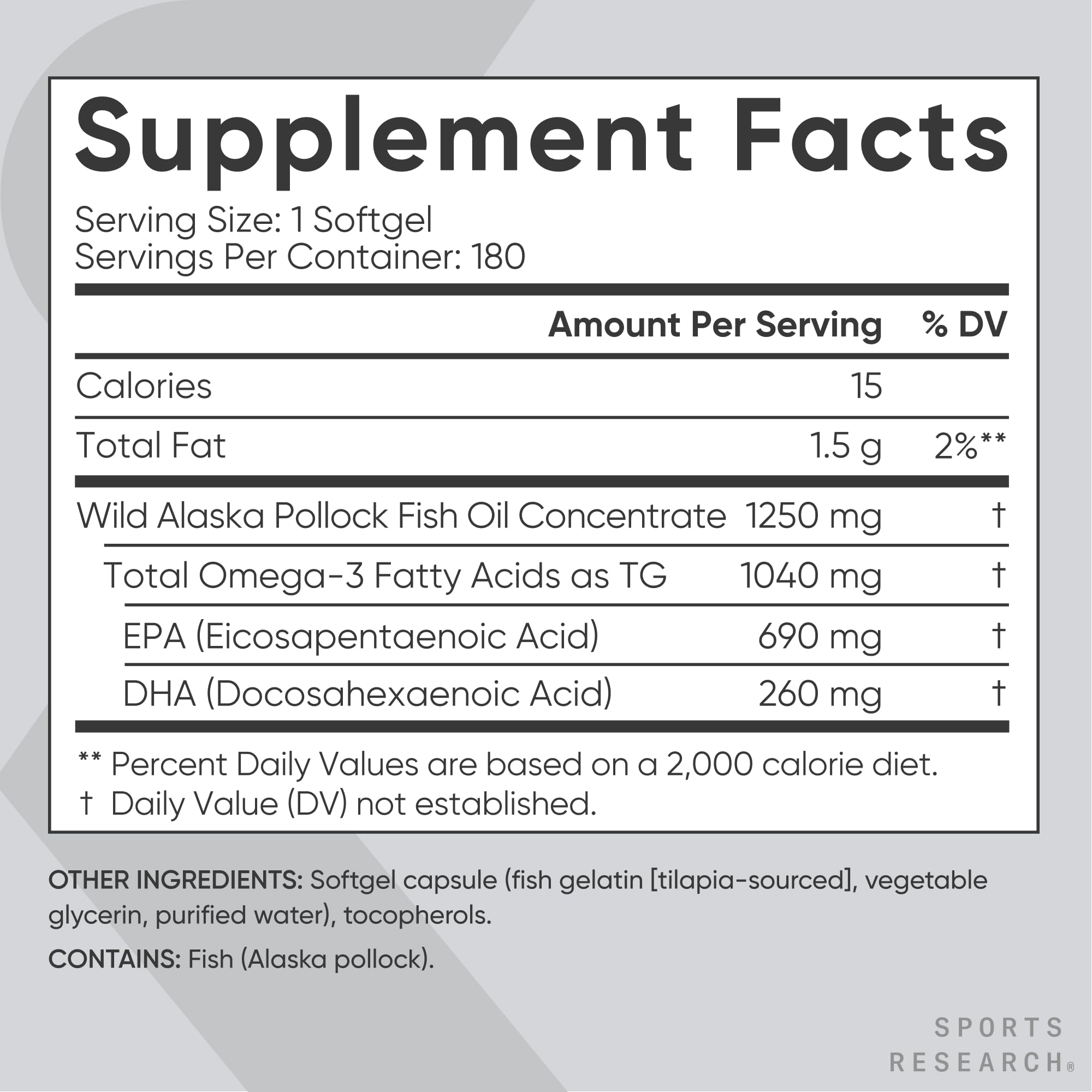 Close-up of Sports Research Omega-3 Fish Oil softgel