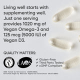 Close-up of Sports Research Vegan Omega-3 + Vitamin D3 Softgel