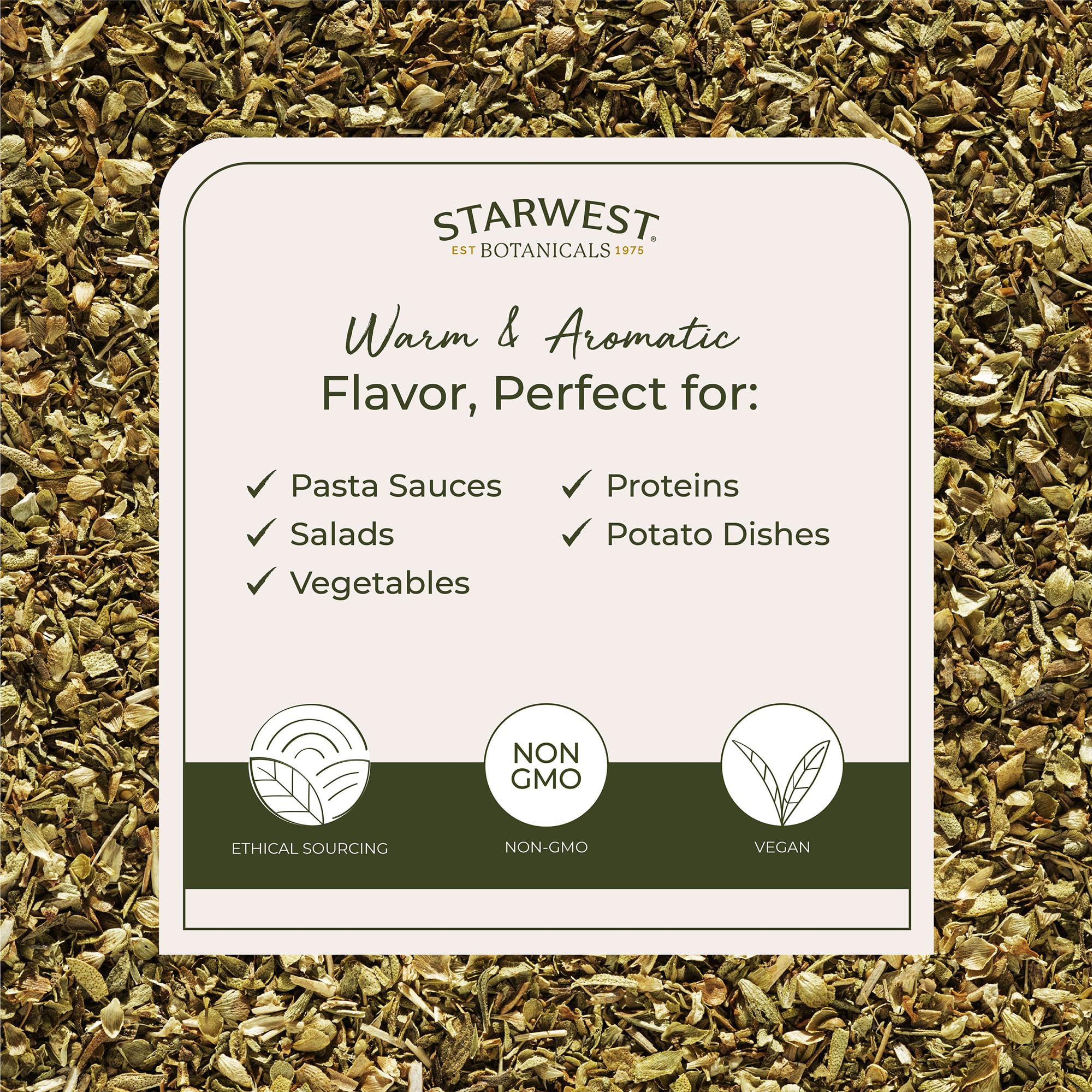 Close-up of Starwest Botanicals Organic Oregano Leaf