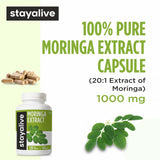 Close-up of STAY ALIVE Moringa Oleifera Capsules
