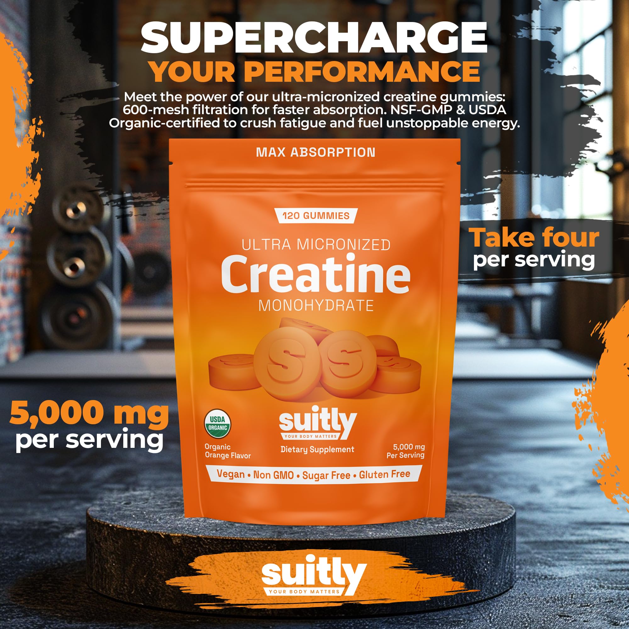 Close-up of Suitly Creatine Gummies showing texture