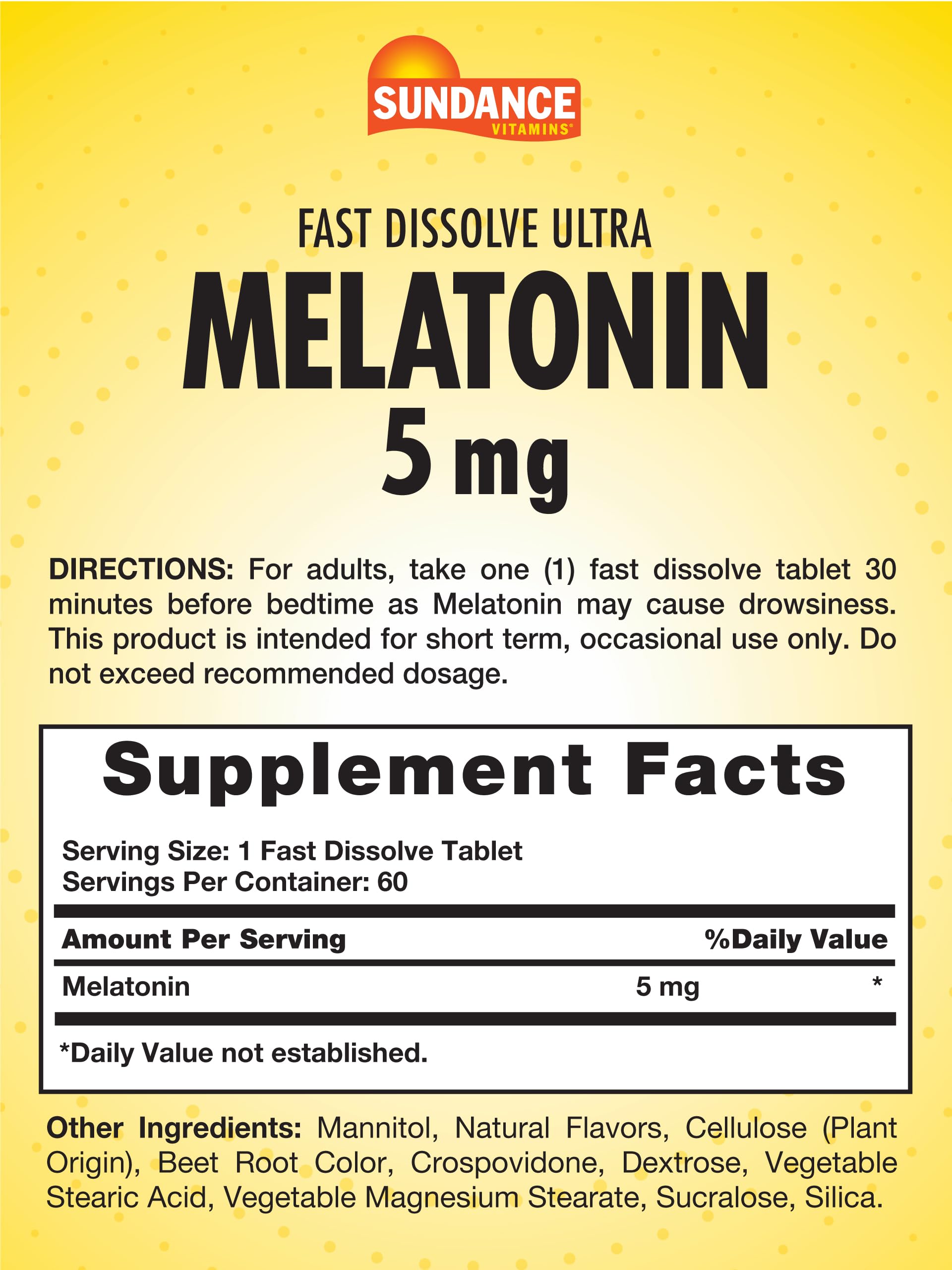 Close-up of Sundance Melatonin tablet showcasing natural berry flavour
