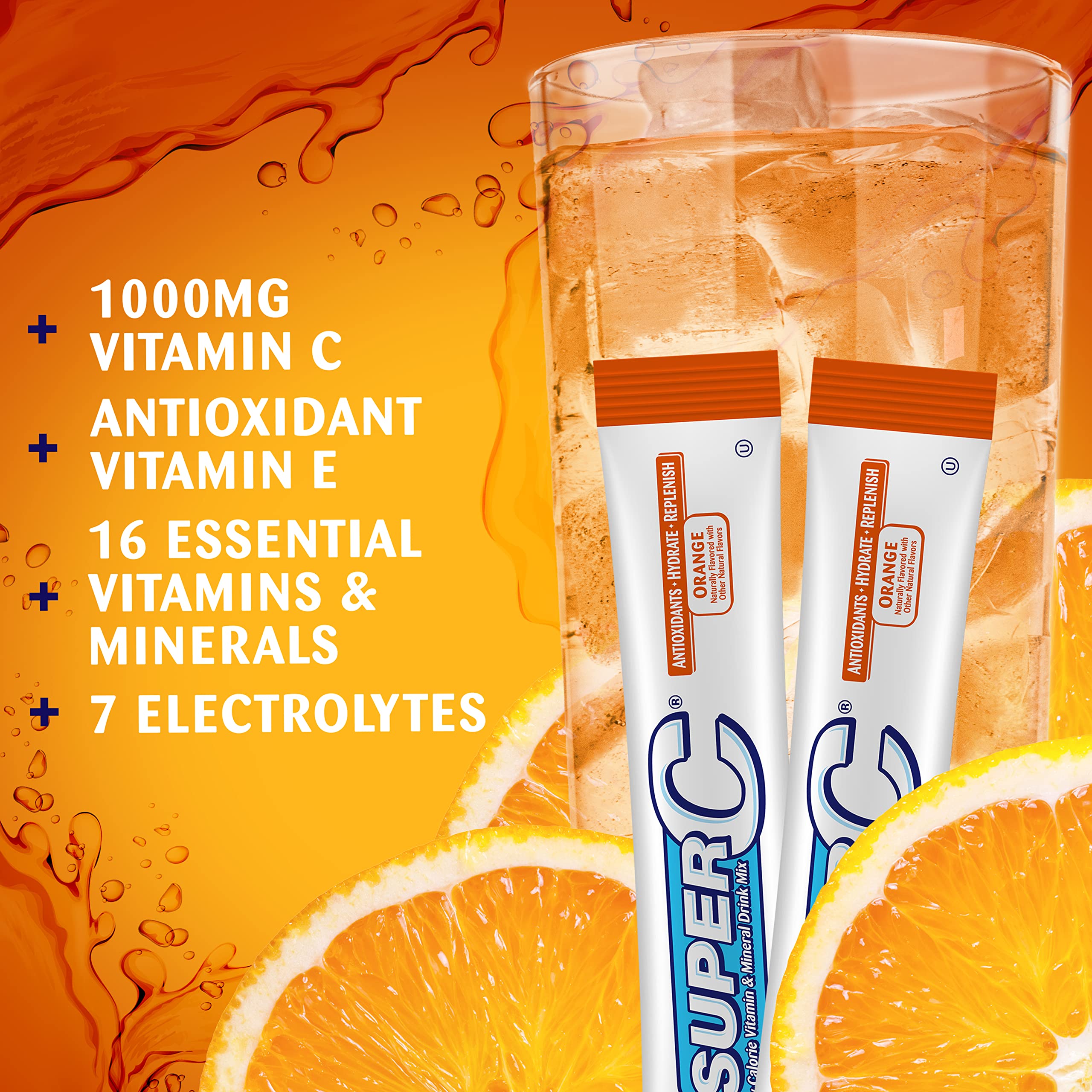 Close-up of Super C drink mix ingredients list