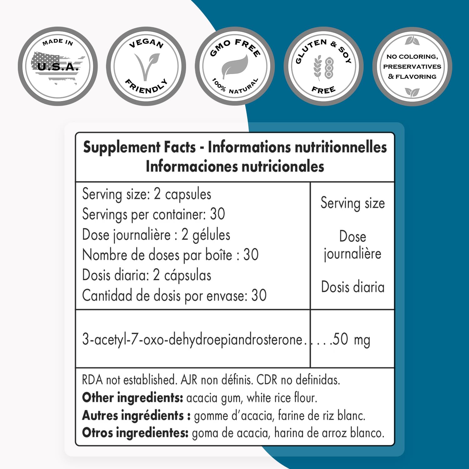 Close-up of Supersmart 7-Keto DHEA capsules showing size