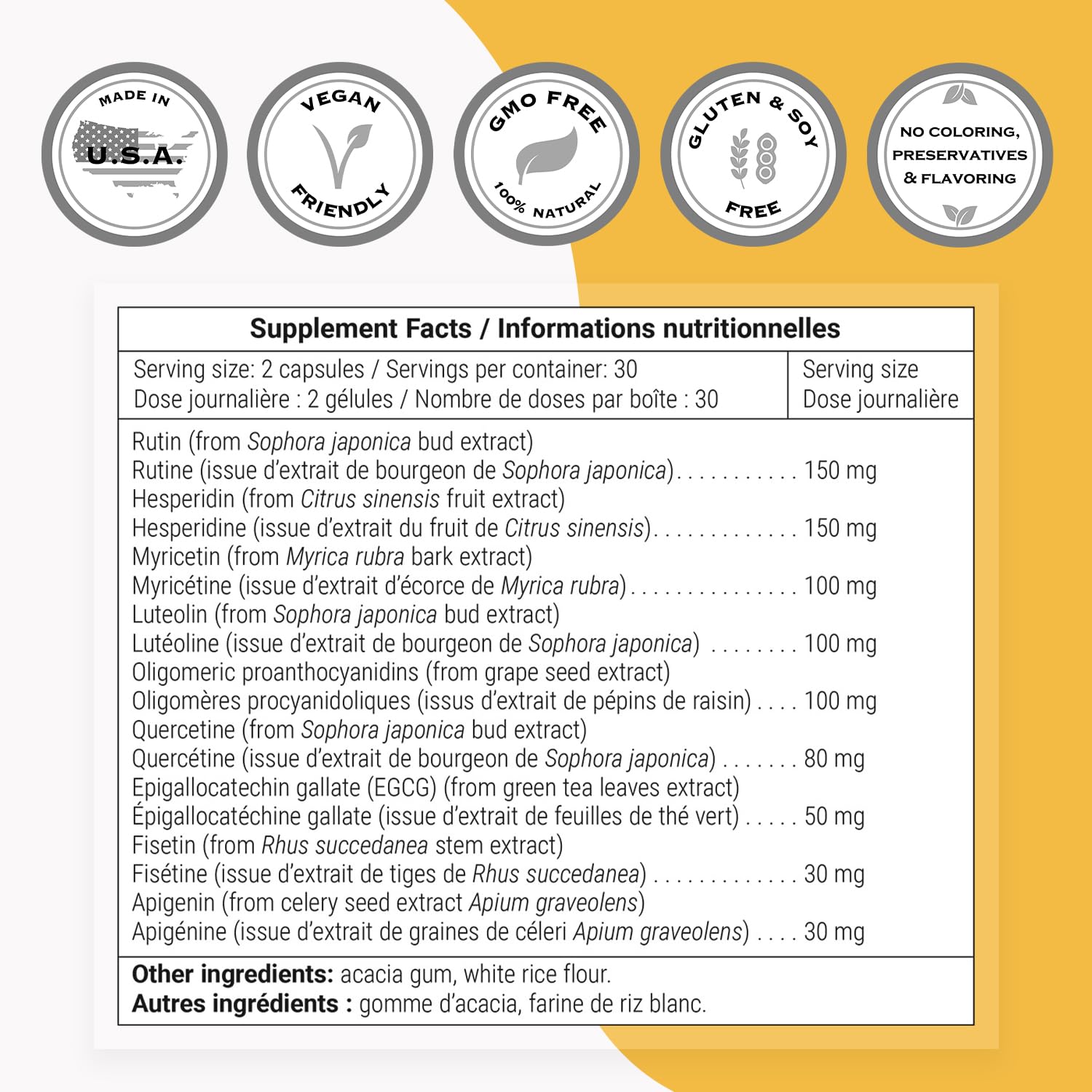 Close-up of Supersmart Bioflavonoid Complex Supplement capsules