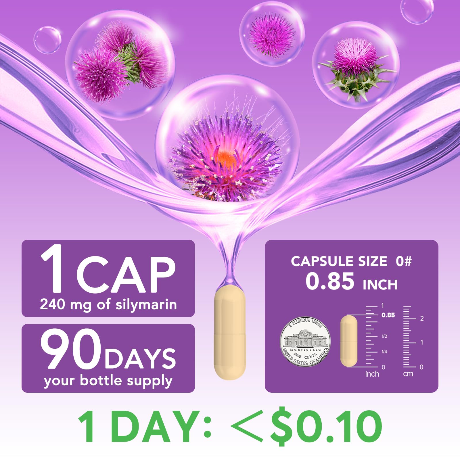 Close-up of Surebounty Milk Thistle capsule