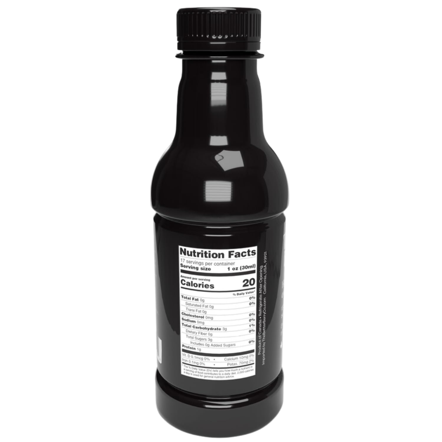 Close-up of Sweet Prairie Haskap Berry Extract dark red-purple juice