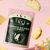 Close-up of Taeci Women's Wellness Gummies showing pineapple flavour