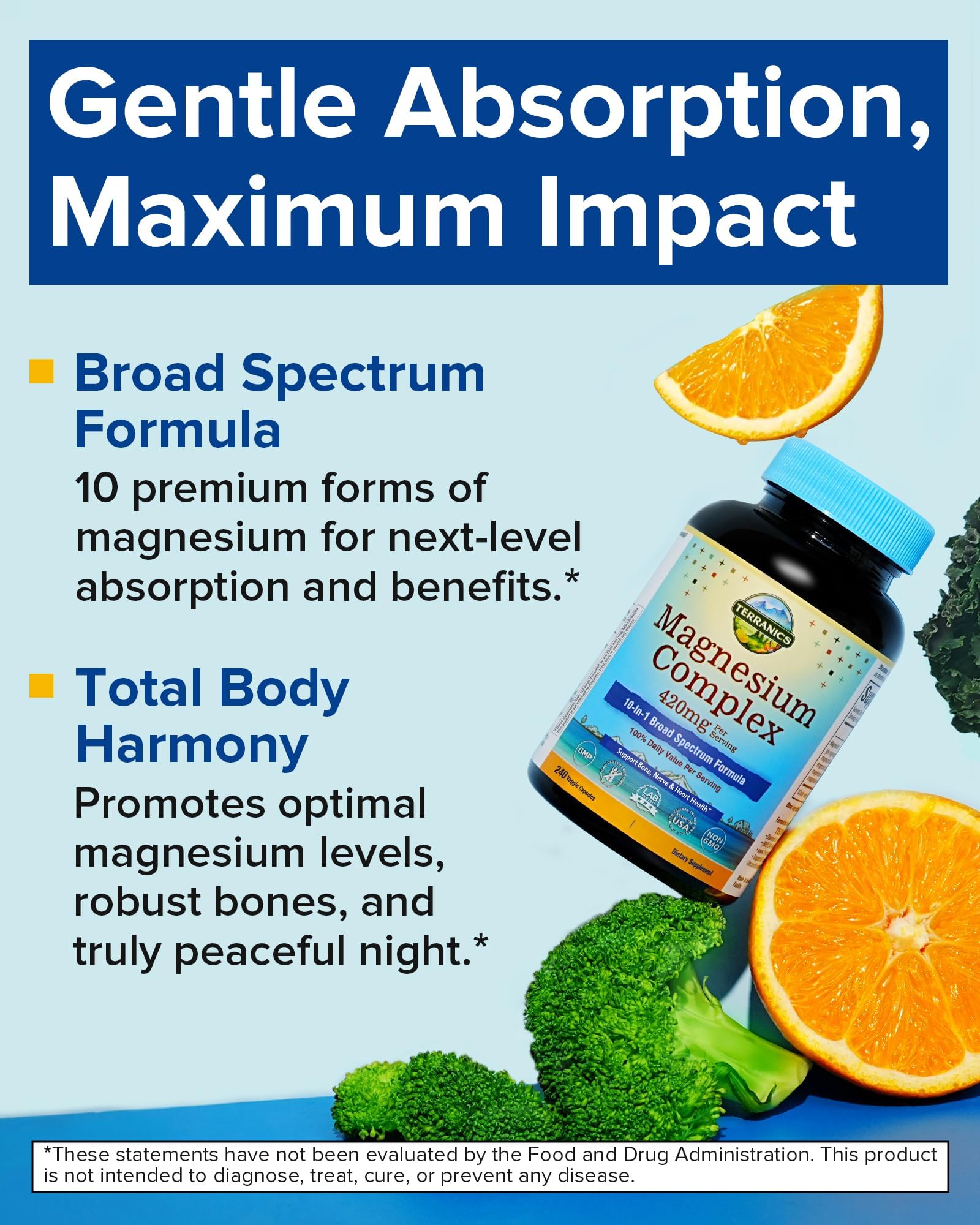 Close-up of Terranics Magnesium Complex capsules