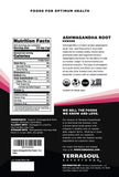 Close-up of Terrasoul Superfoods Ashwagandha Root Powder packaging