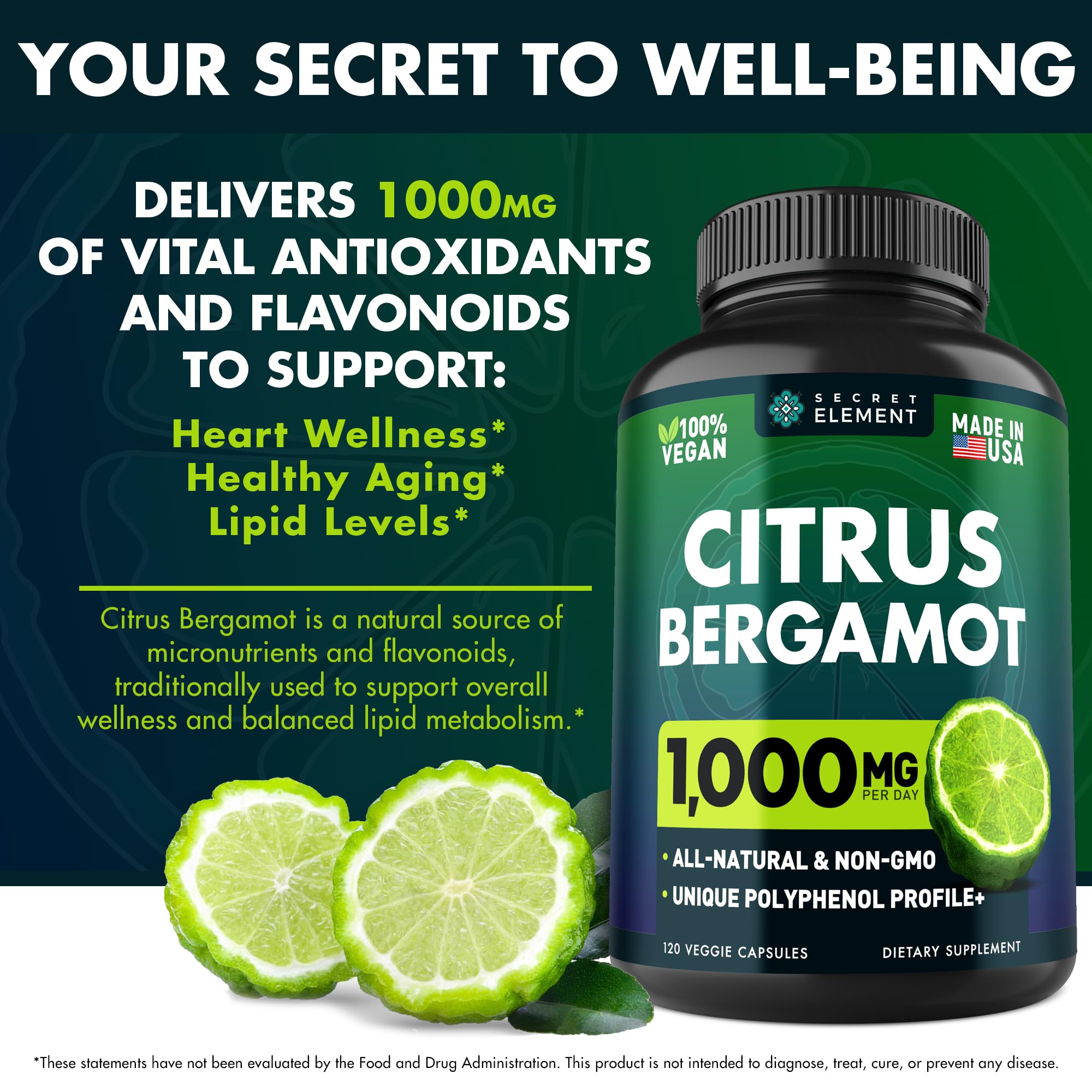Close-up of the Citrus Bergamot Capsules showing the easy-to-swallow size