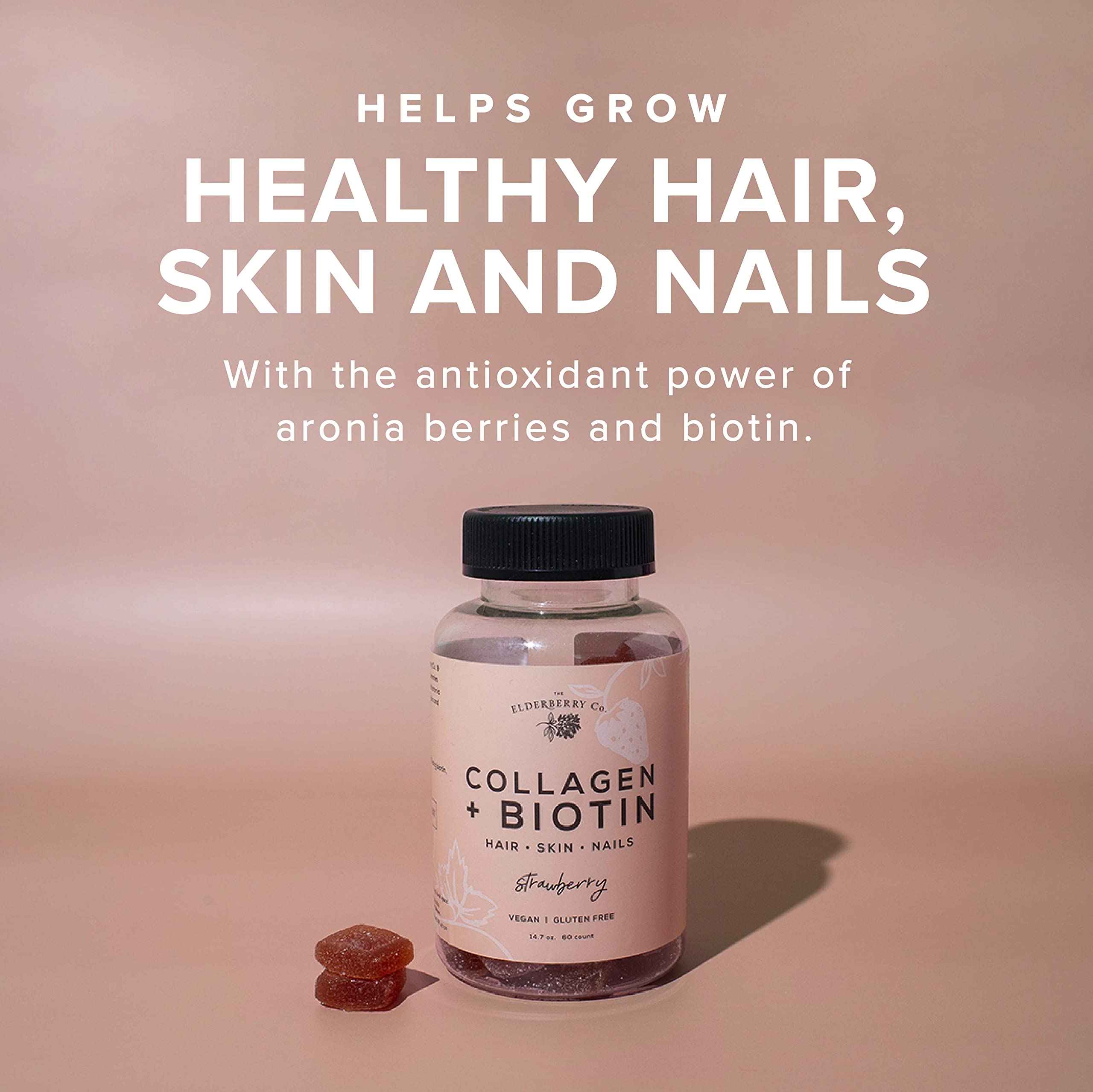 Close-up of The Elderberry Co. Biotin Gummies showing texture