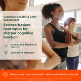 Close-up of The Genius Brand Genius Mindfulness Ashwagandha Supplement capsules