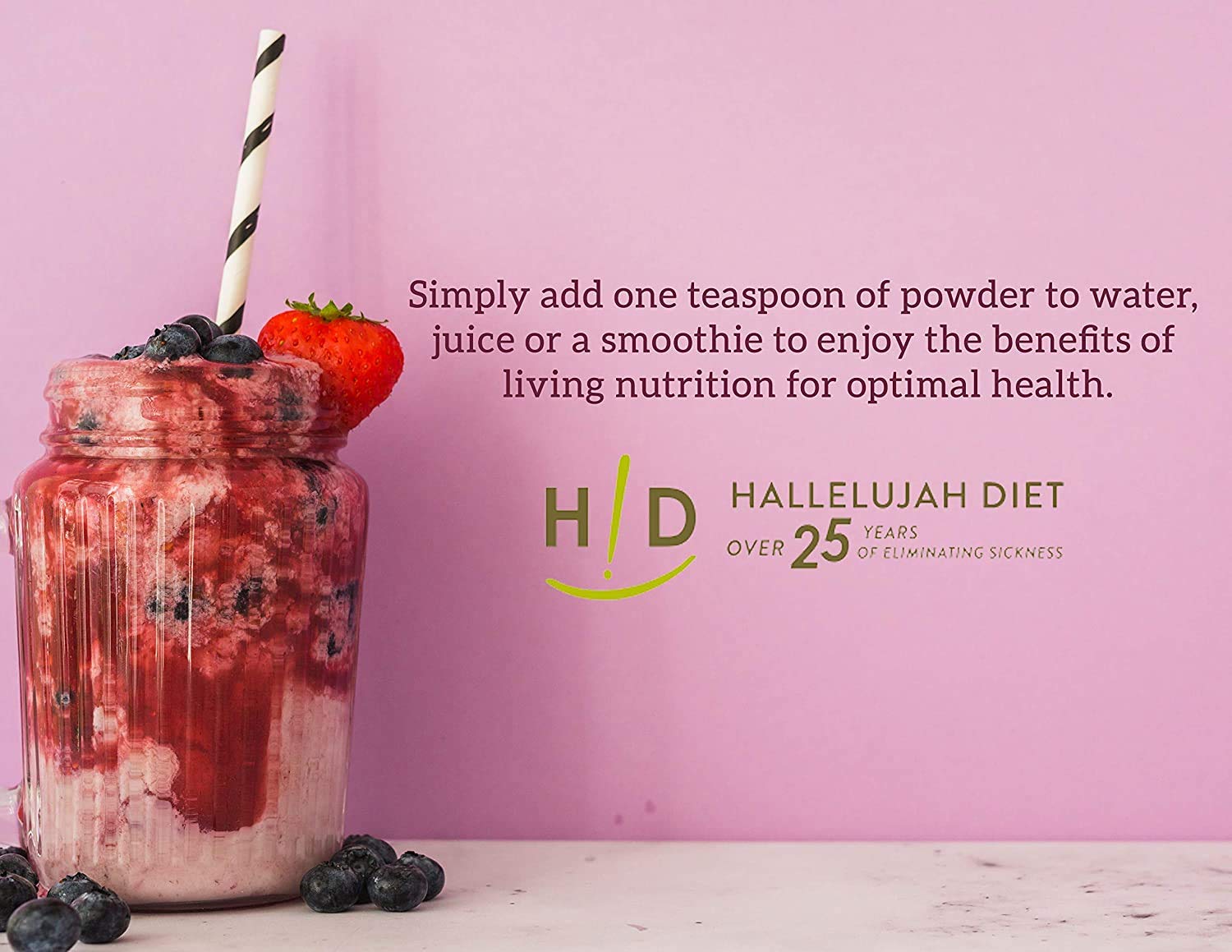 Close-up of THE HALLELUJAH DIET BarleyMax Berry Powder texture