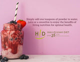 Close-up of THE HALLELUJAH DIET BarleyMax Berry Powder texture