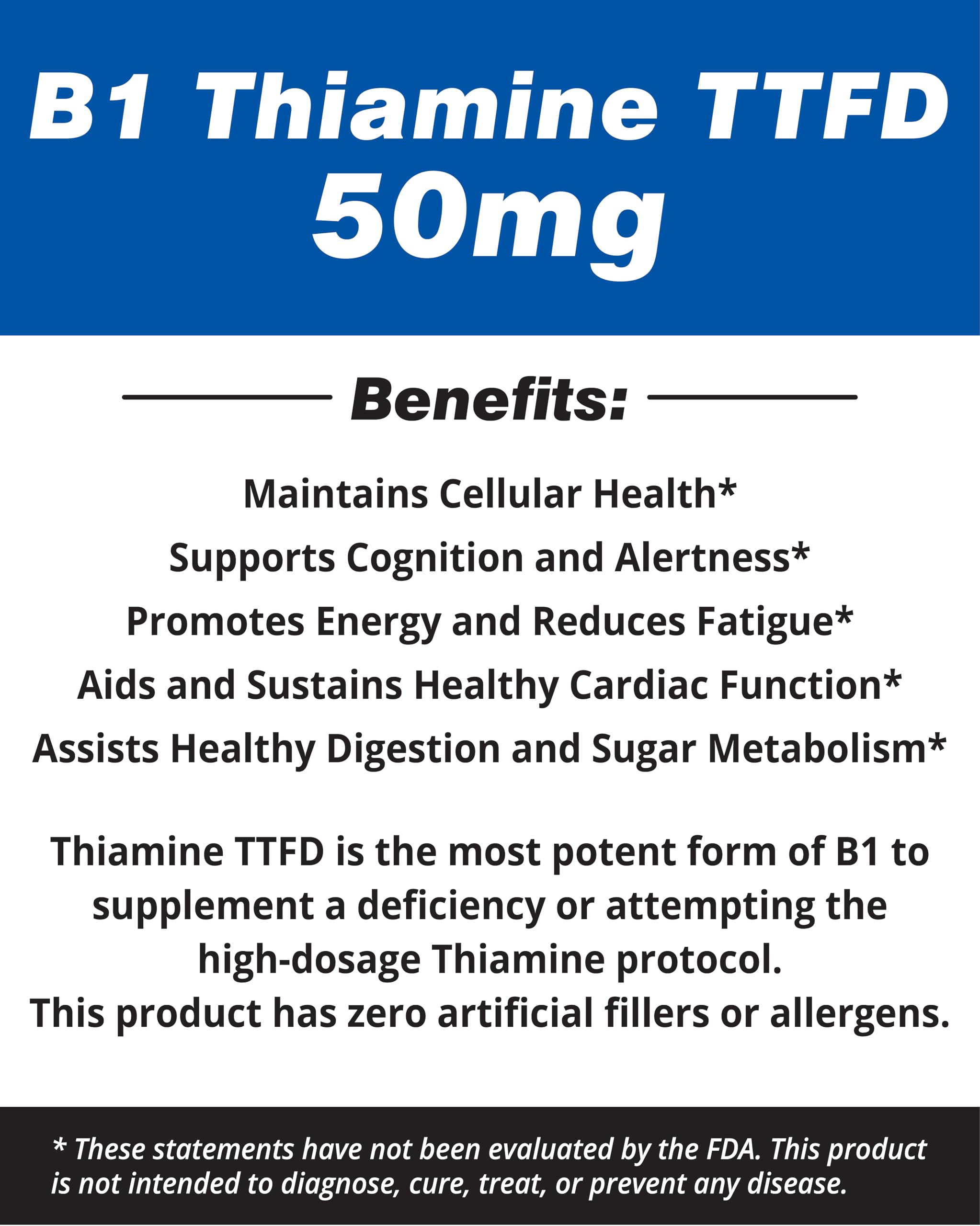 Close-up of The One Pill Integrative Healing Vitamin B1 Thiamine TTFD 50mg Capsules