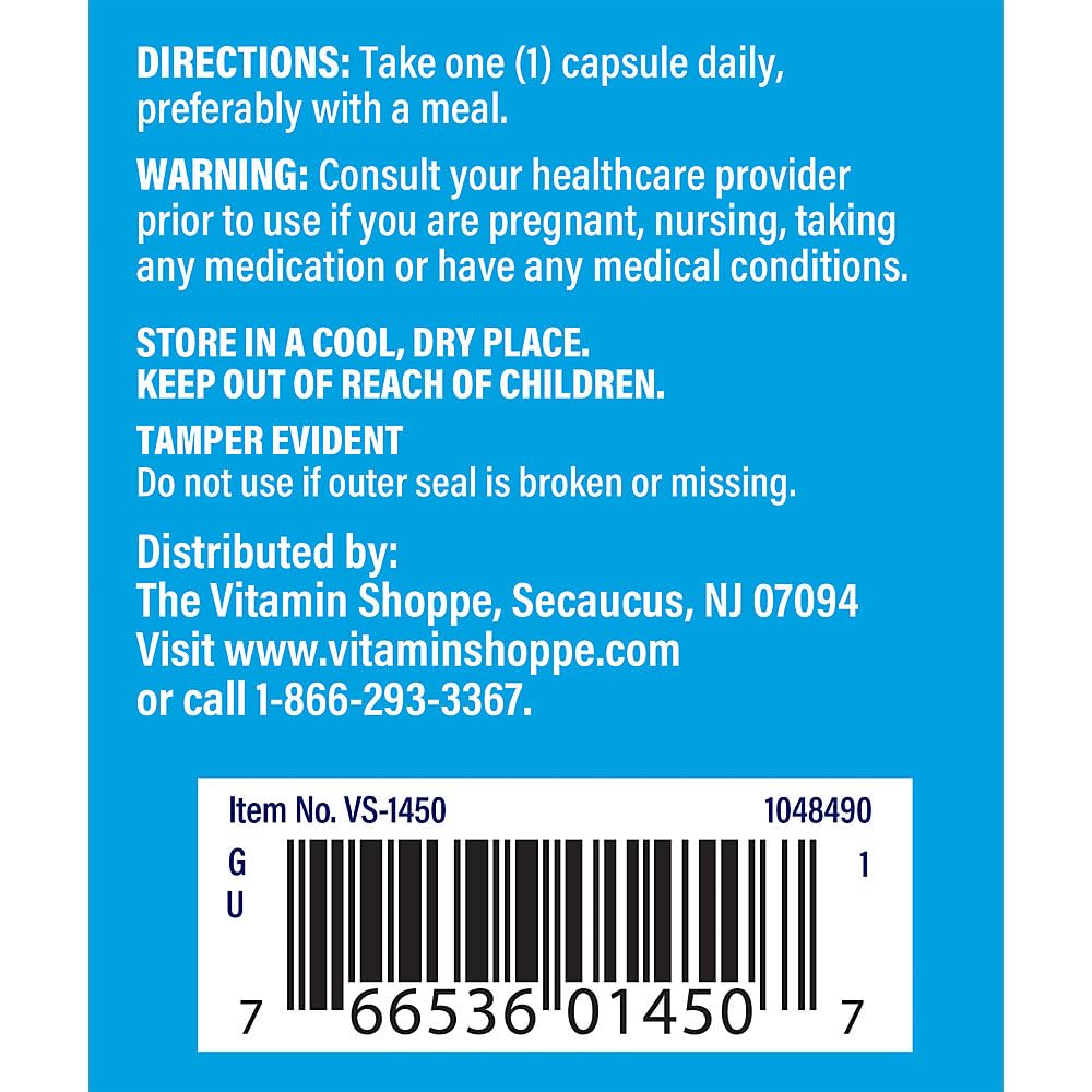 Close-up of The Vitamin Shoppe Zinc Supplement 50mg capsules