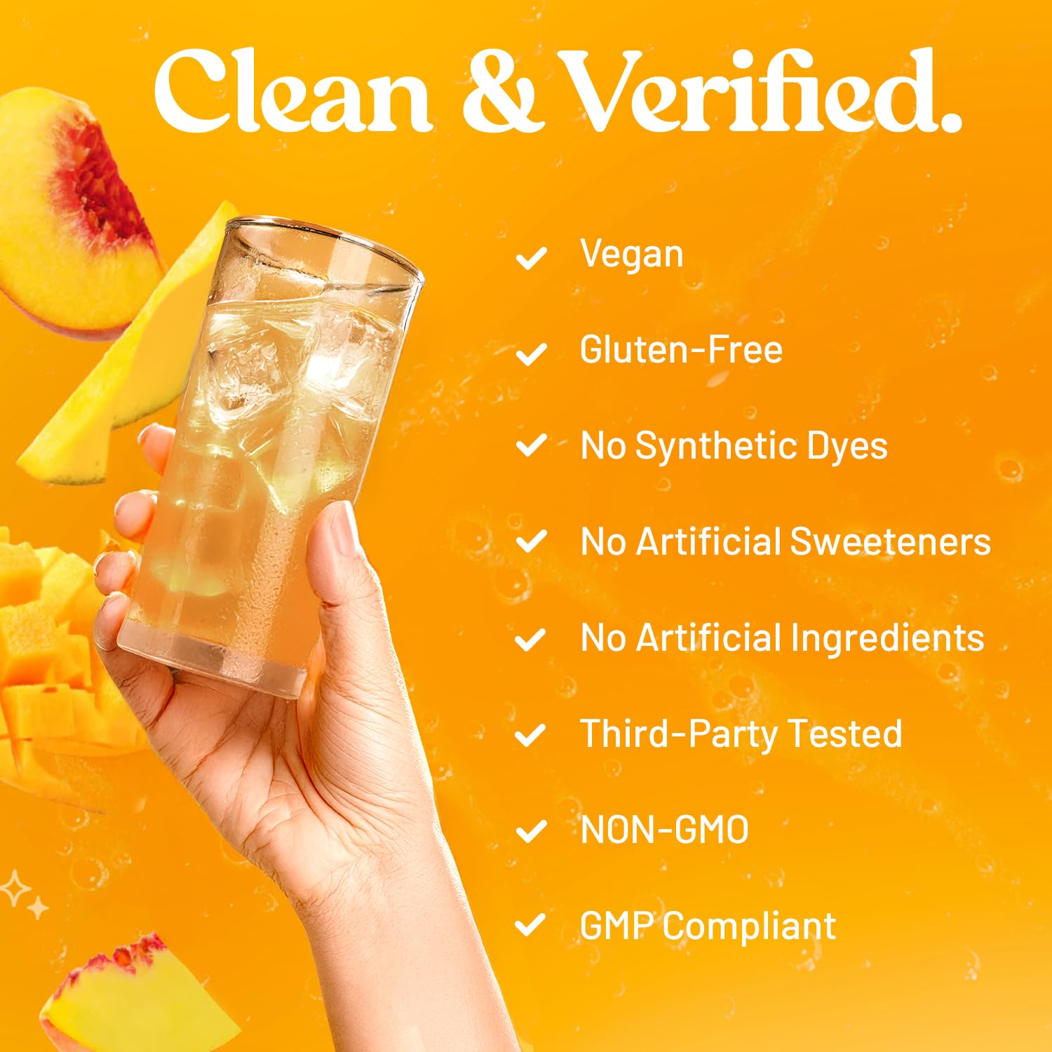 Close-up of Third Nature Calm Drink Powder Peach Mango ingredients