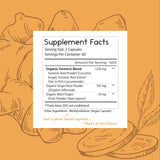 Close-up of Thomas' all-natural Remedies Turmeric Ginger Supplement capsules