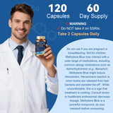 Close-up of Totaria Methylene Blue Brain Supplement capsules
