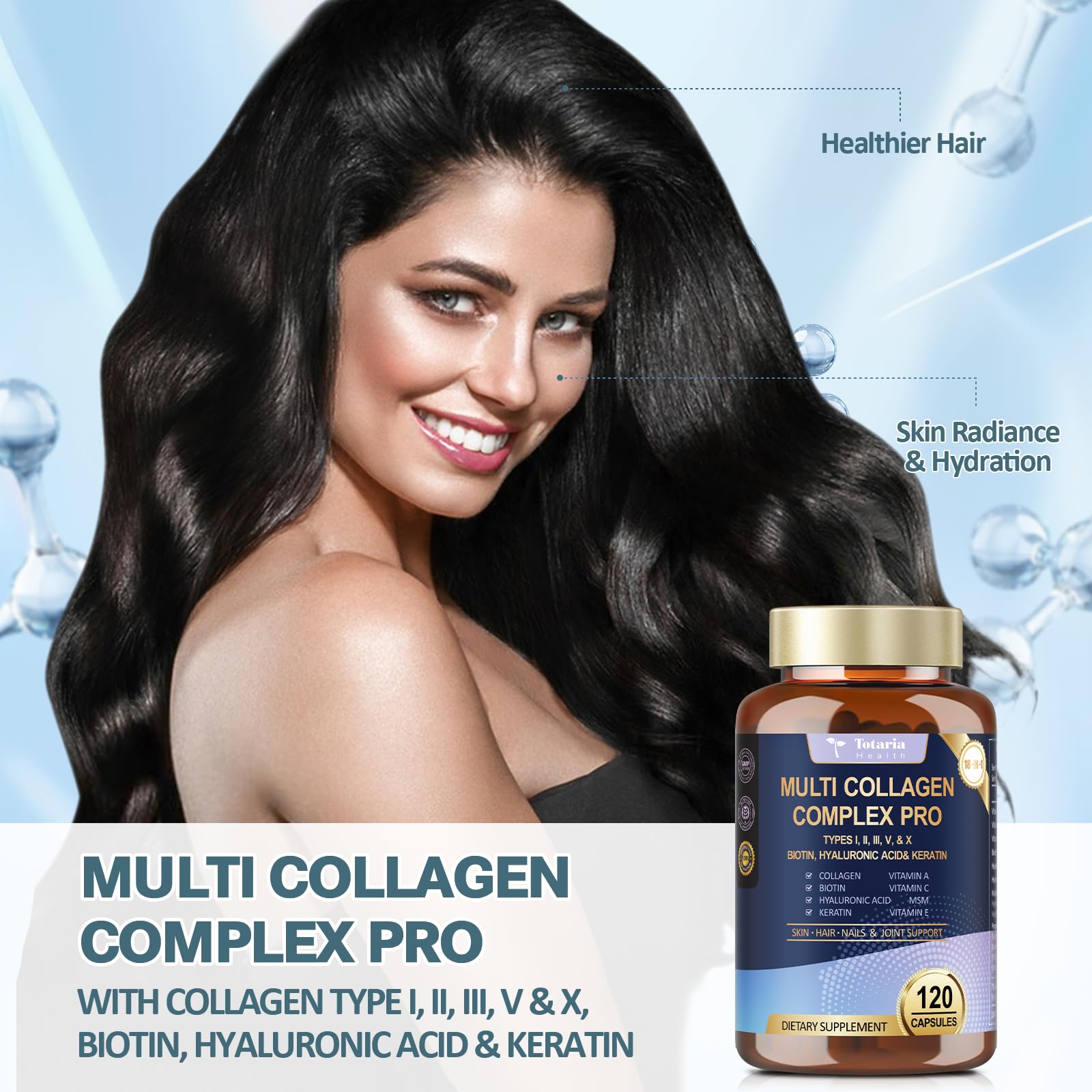 Close-up of Totaria Multi Collagen Complex capsules