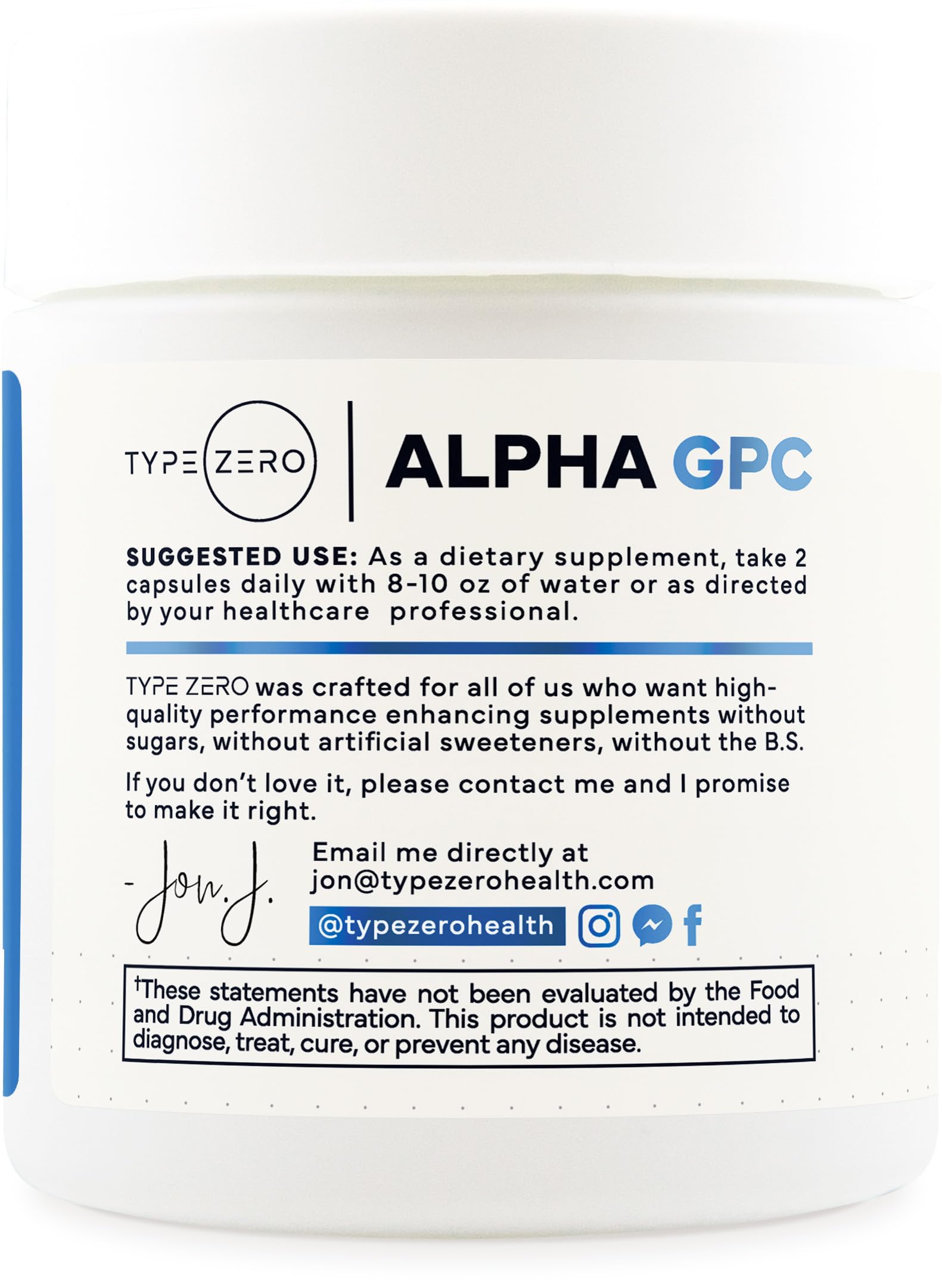 Close-up of Type Zero Alpha GPC capsule