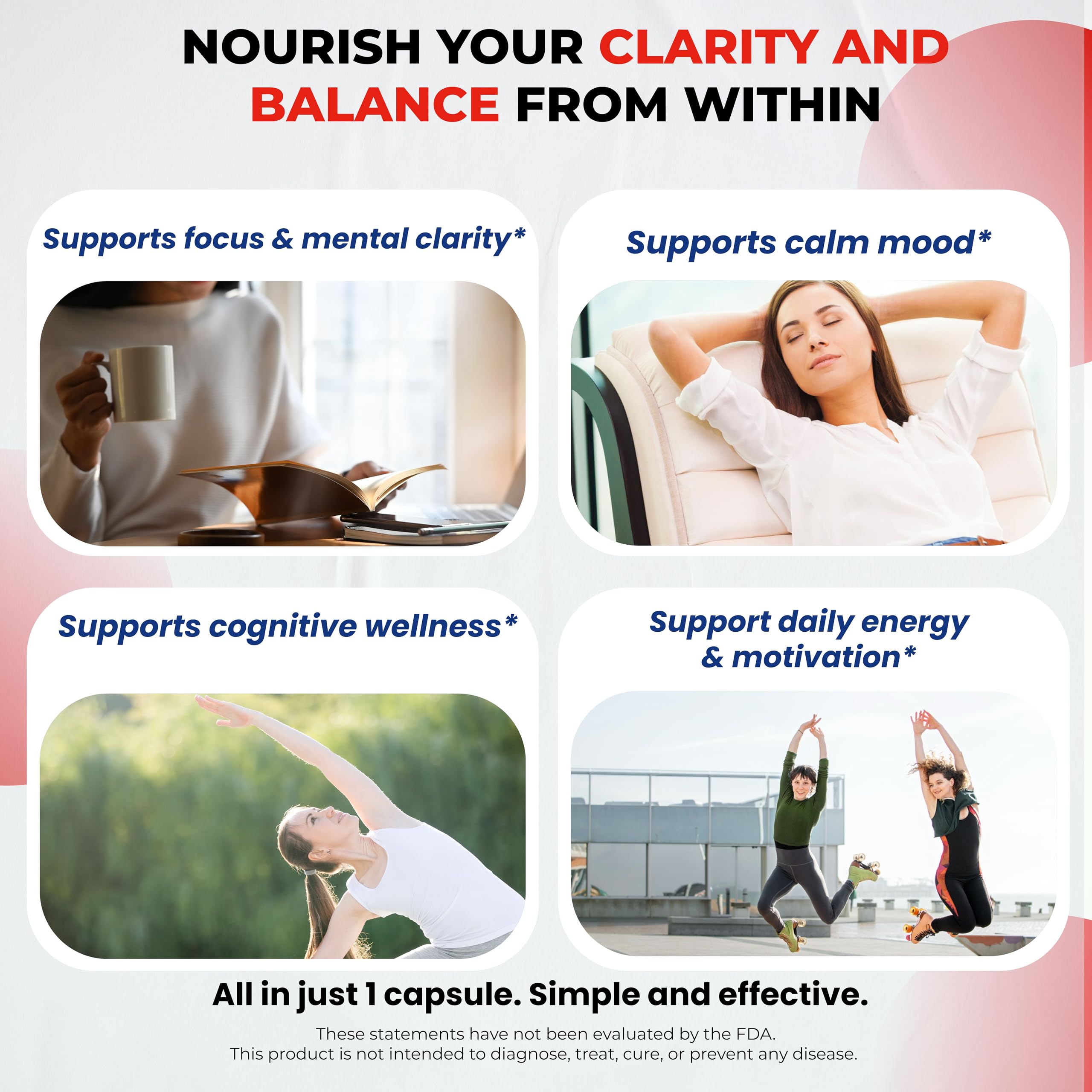 Close-up of ULTRA HERBS Balanced Focus & Calm capsules