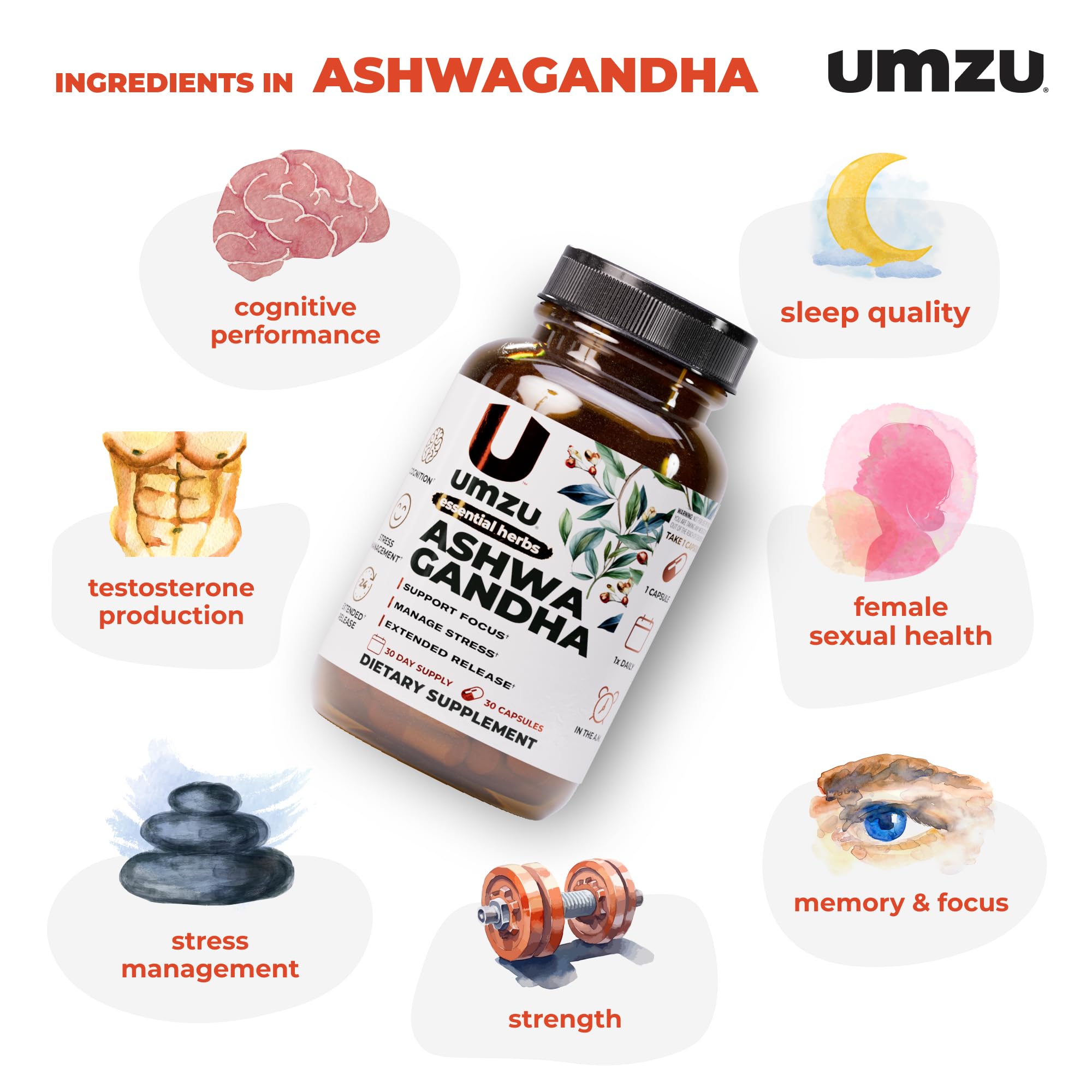Close-up of UMZU Prolanza Ashwagandha capsules