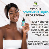 Close-up of Undelio Herbal Blend 8-in-1 Liquid Supplement ingredients list