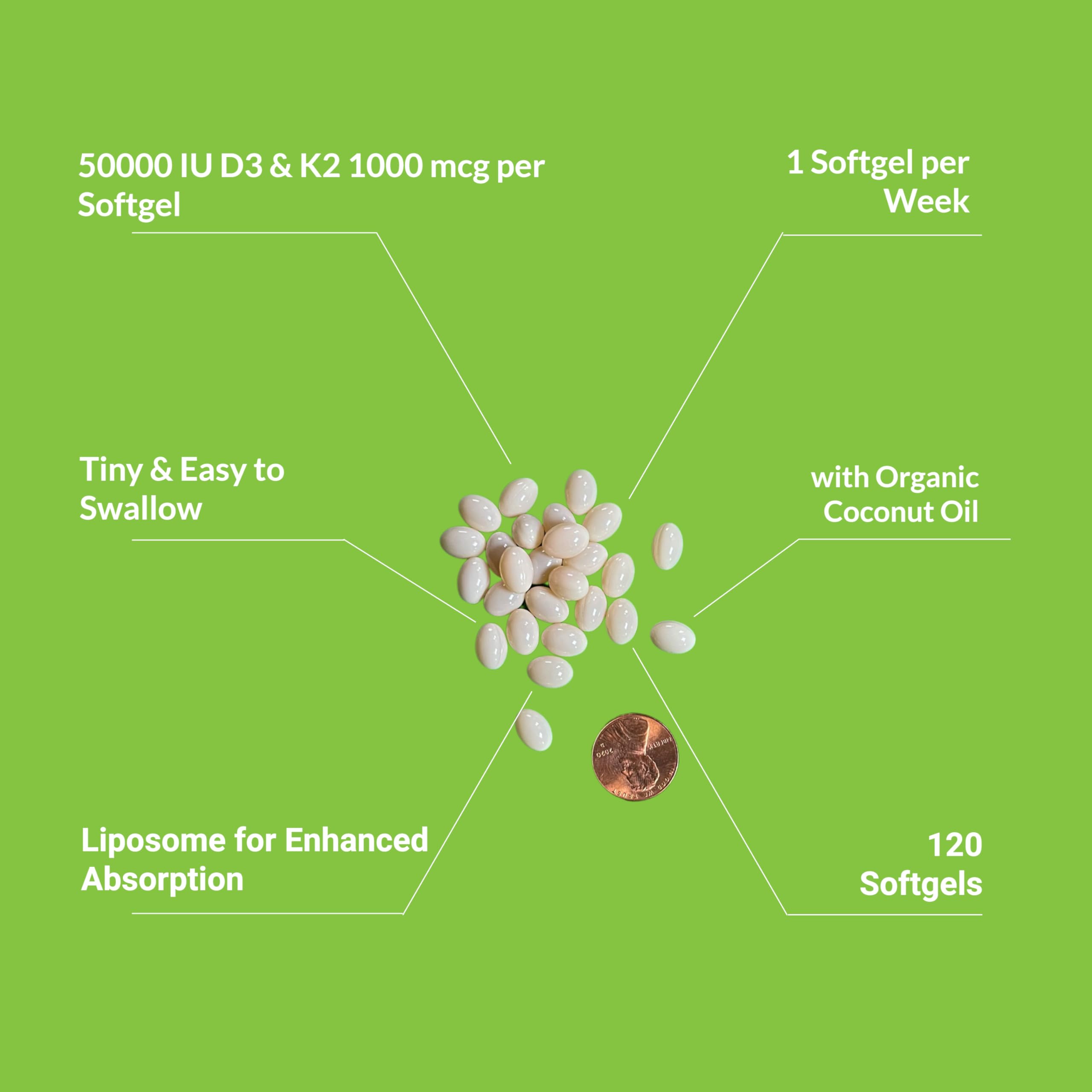 Close-up of UpNourish Liposomal Vitamin D3 K2 softgel