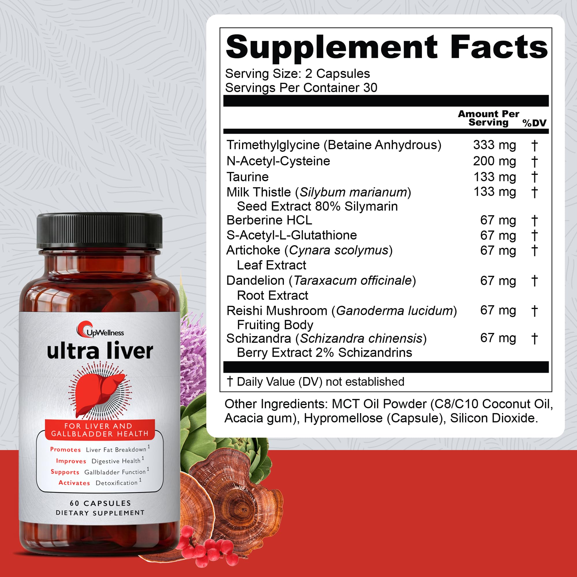 Close-up of UpWellness Ultra Liver Supplement capsules