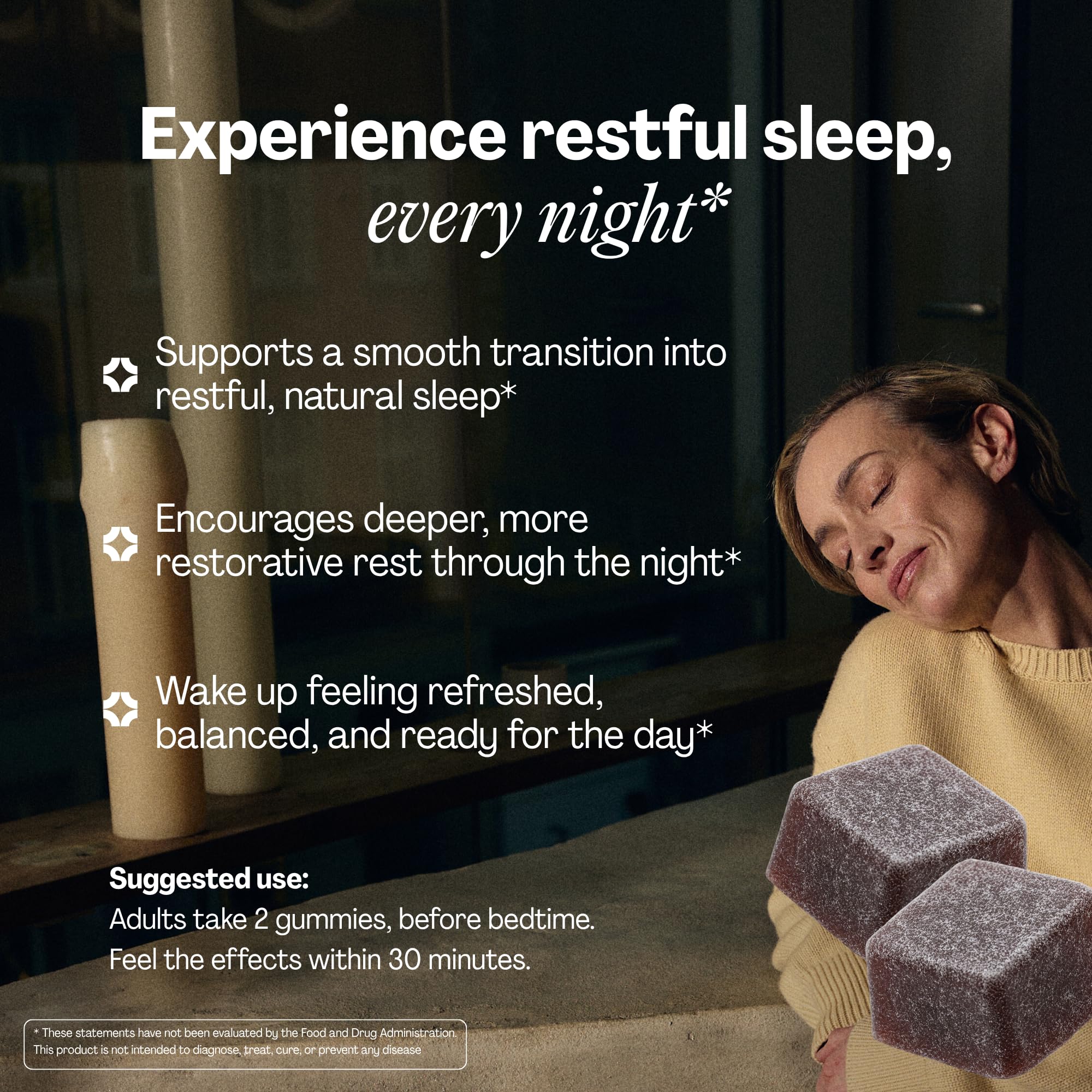 Close-up of URVI Natural Sleep Aid Gummies Cherry flavour