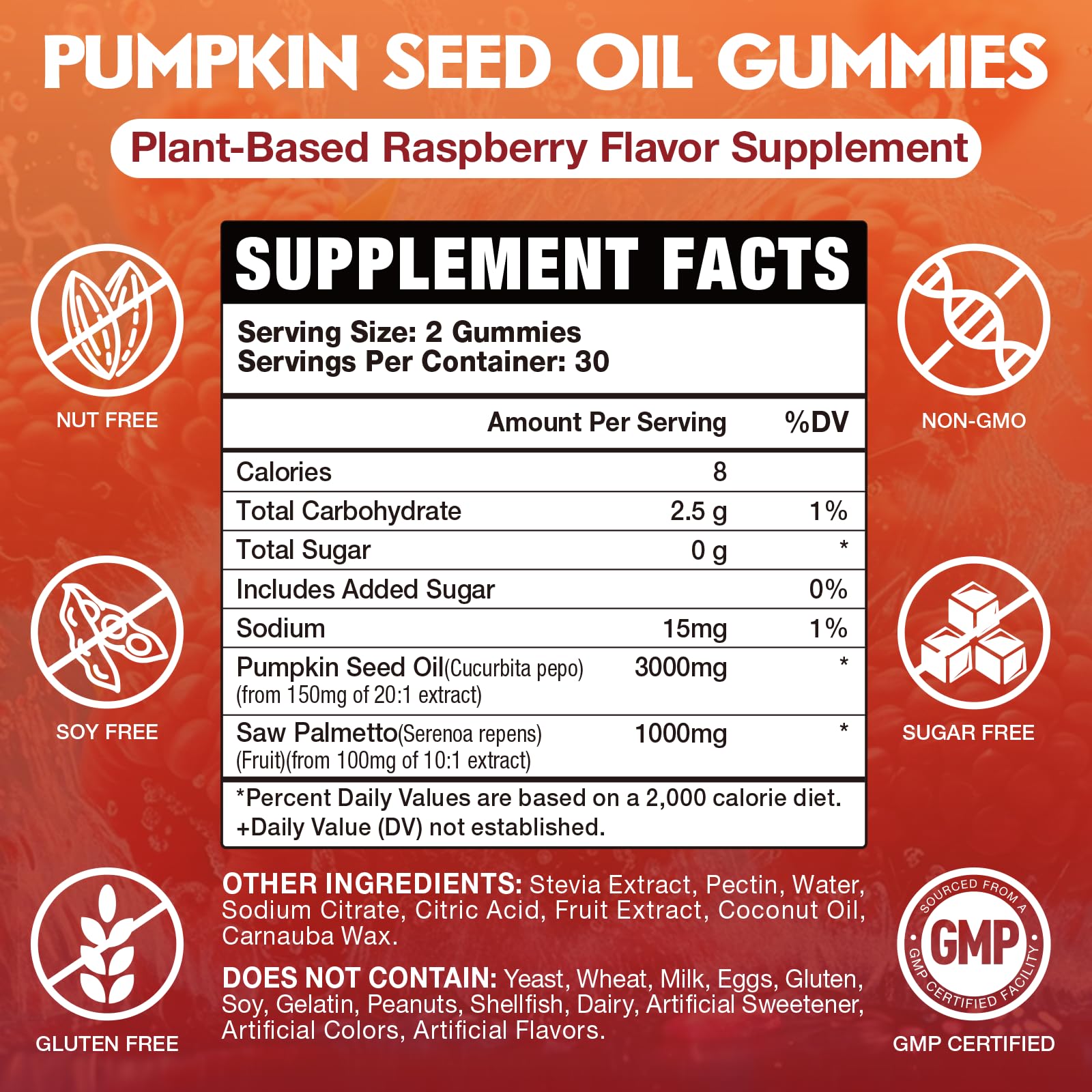 Close-up of VAJYKEWJY Pumpkin Seed Oil & Saw Palmetto Gummies