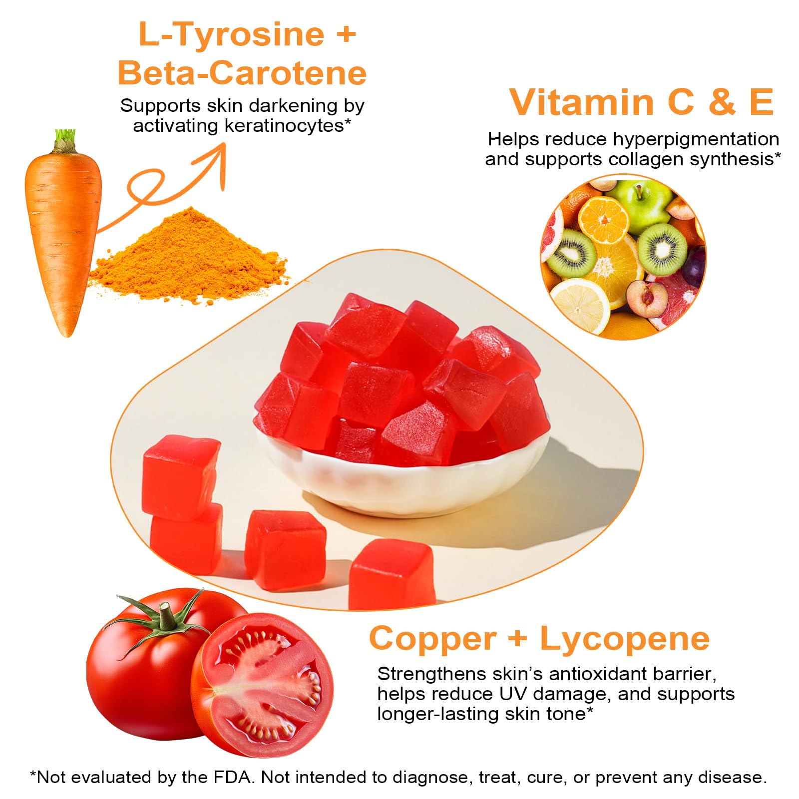 Close-up of Valleylux Daily Tanning Gummies showing texture