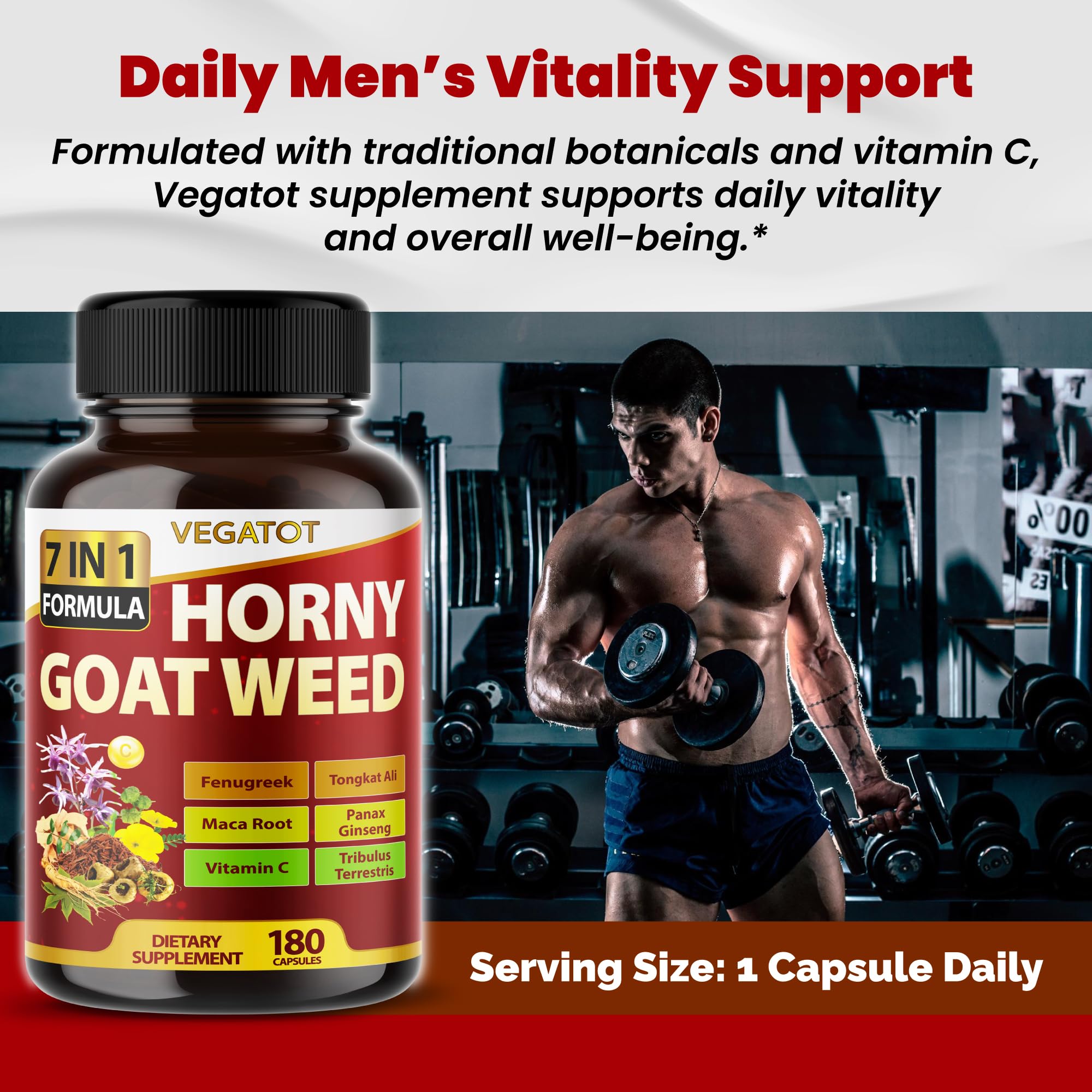 Close-up of VEGATOT Horny Goat Weed capsules