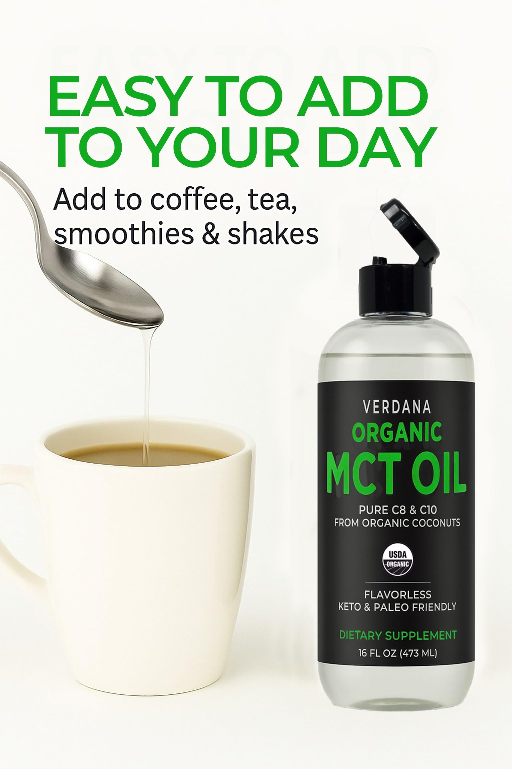 Close-up of Verdana MCT Oil 490g cap