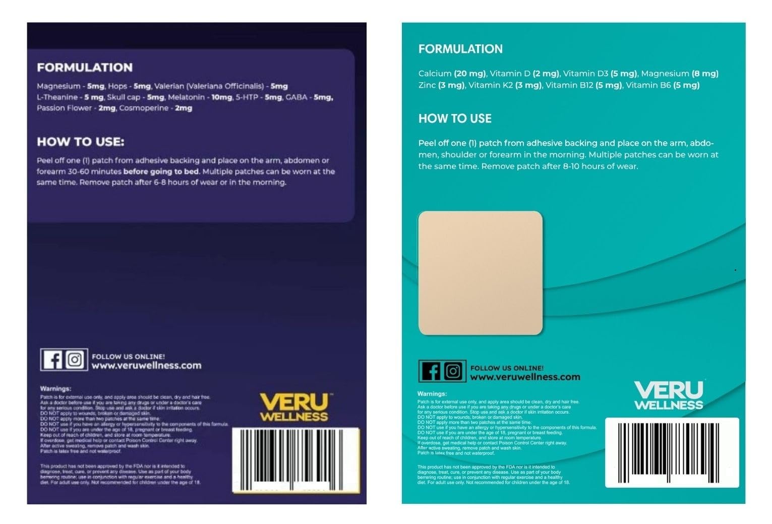 Close-up of Veru Wellness Sleep Aid Patch showing adhesive side