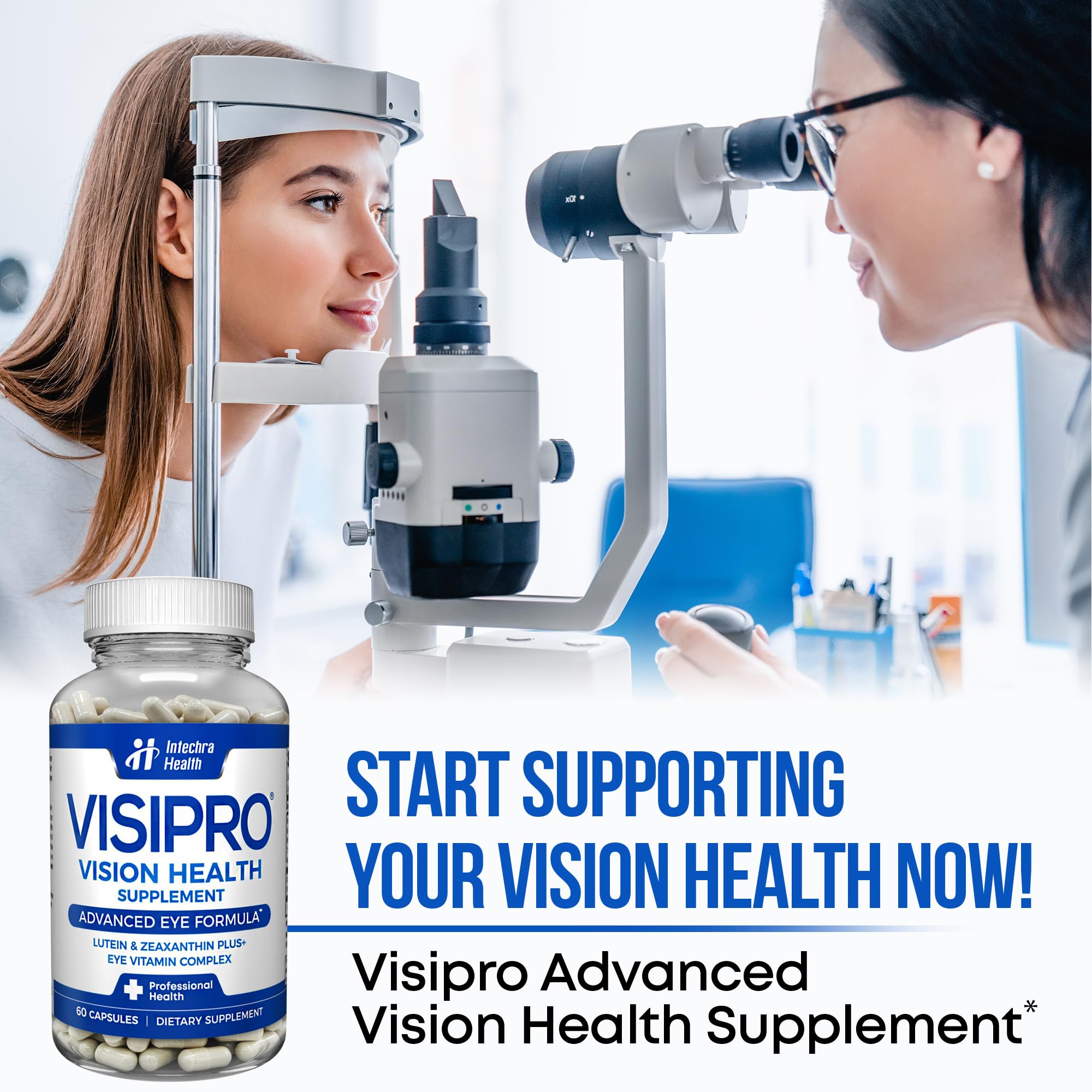 Close-up of VISIPRO Lutein Eye Health Supplement capsules