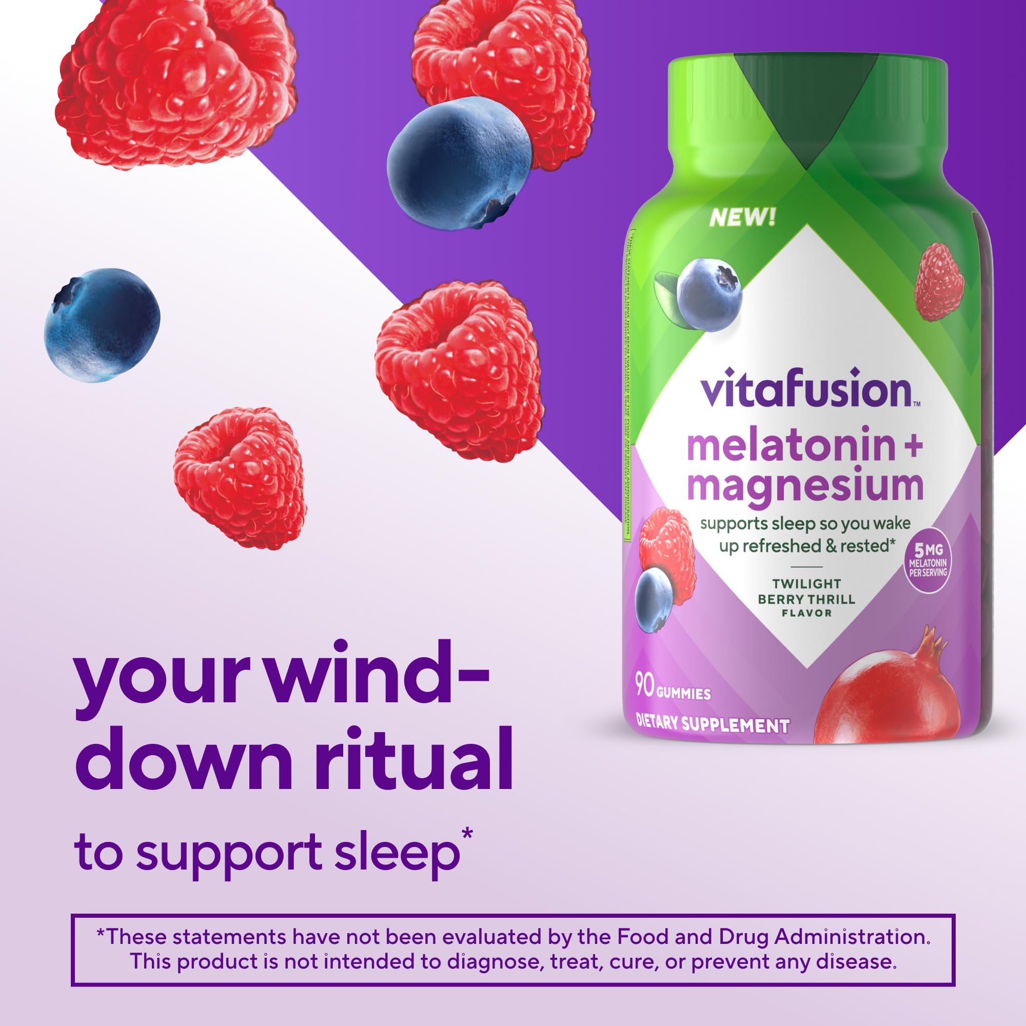 Close-up of Vitafusion Melatonin and Magnesium Gummies