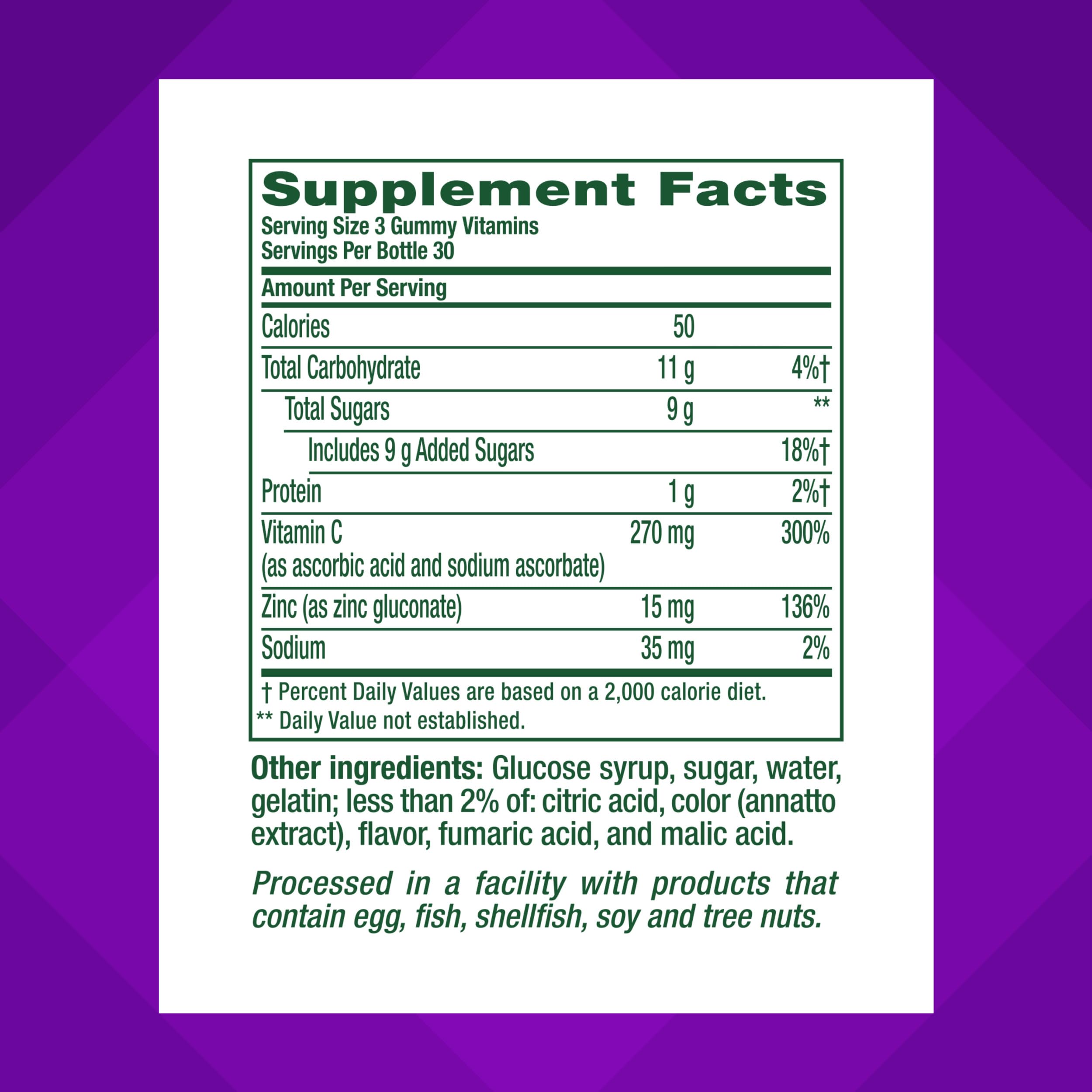 Close-up of Vitafusion Power Zinc Gummy Vitamins gummies
