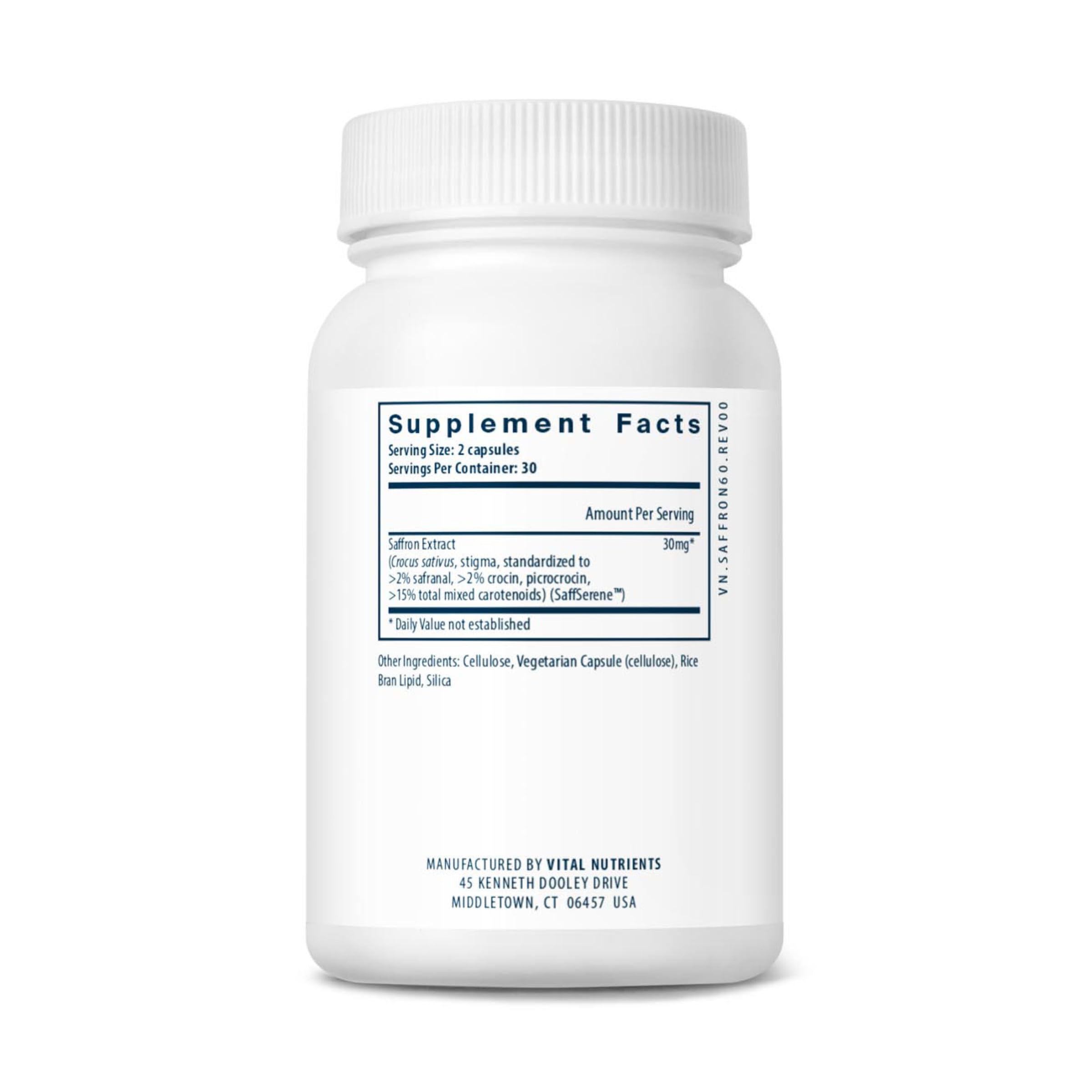 Close-up of Vital Nutrients Saffron Extract capsules