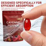 Close-up of Vitalia Labs Cayenne Pepper Softgels showing capsule