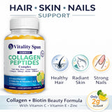 Close-up of Vitality Span Hair, Skin & Nails Gummies showing gummies