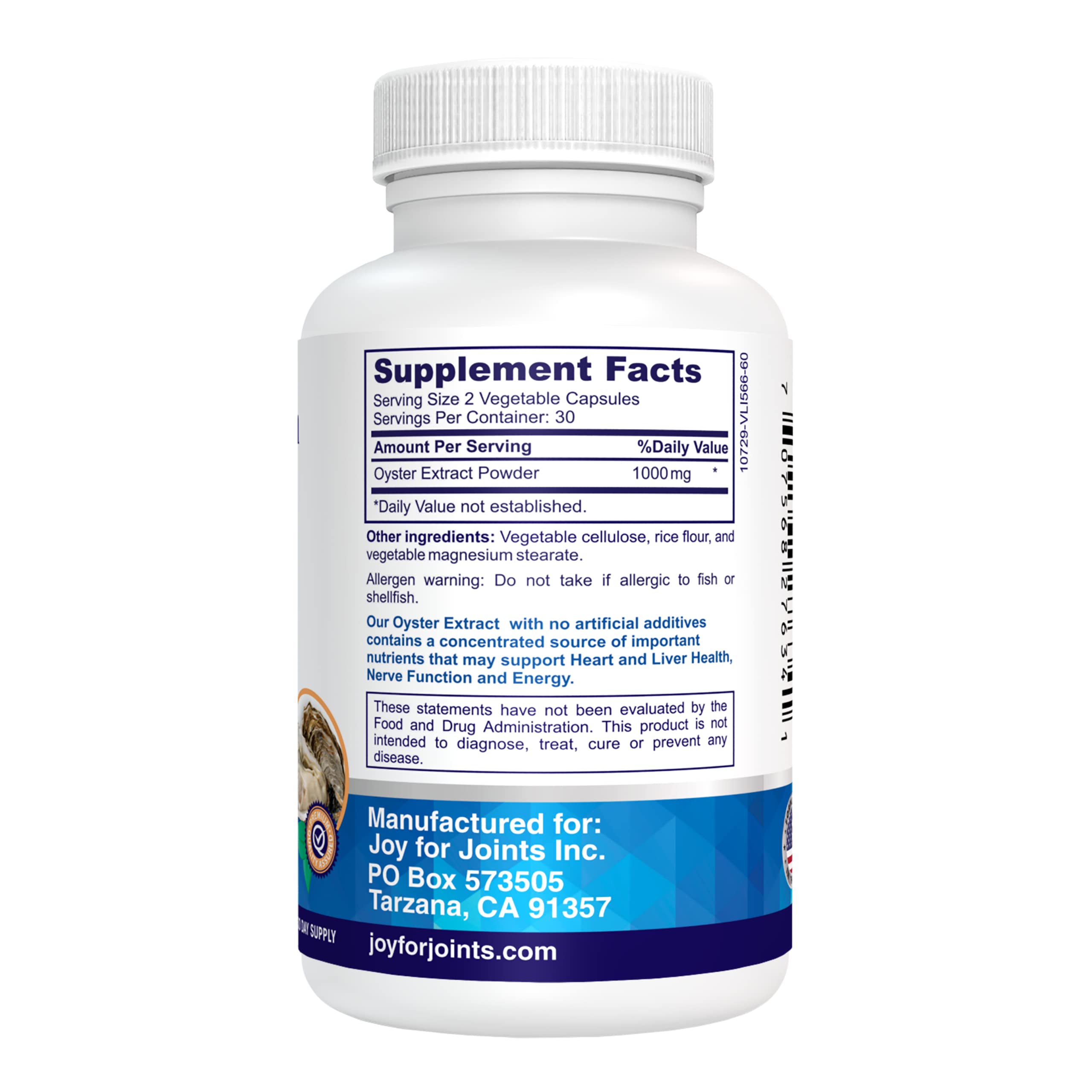 Close-up of Vitality Span Pure Oyster Extract capsule