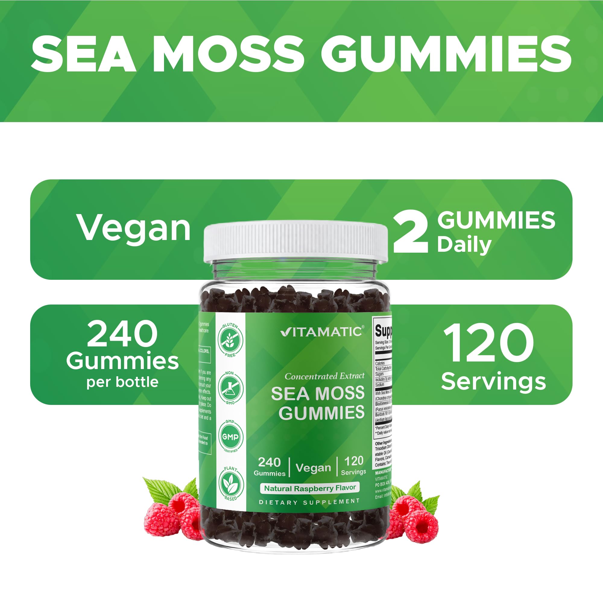 Close-up of Vitamatic Sea Moss Gummies showing their chewy texture