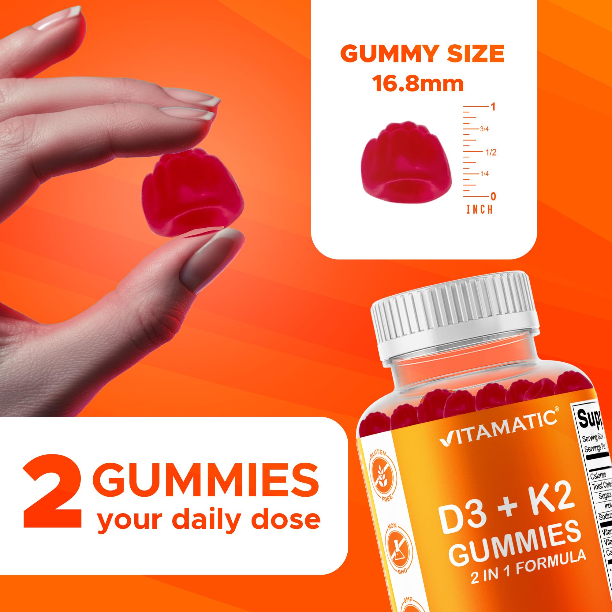Close-up of Vitamatic Vitamin D3 & K2 Gummies