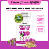Close-up of Vitapia Organic Milk Thistle Capsules showing capsule details