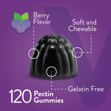 Close-up of Viteey Elderberry Gummies showing gummies